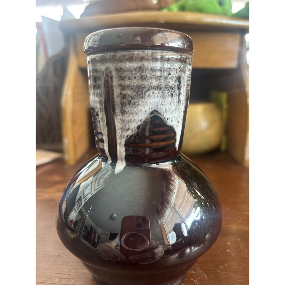 Nasco Japan Earthenware Sake Storage Apothecary Lid Pottery Earthy Glazed - Picture 2 of 7
